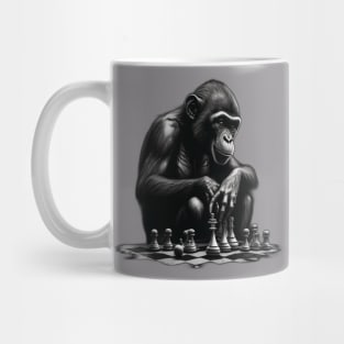 Thinking monkey playing chess Mug